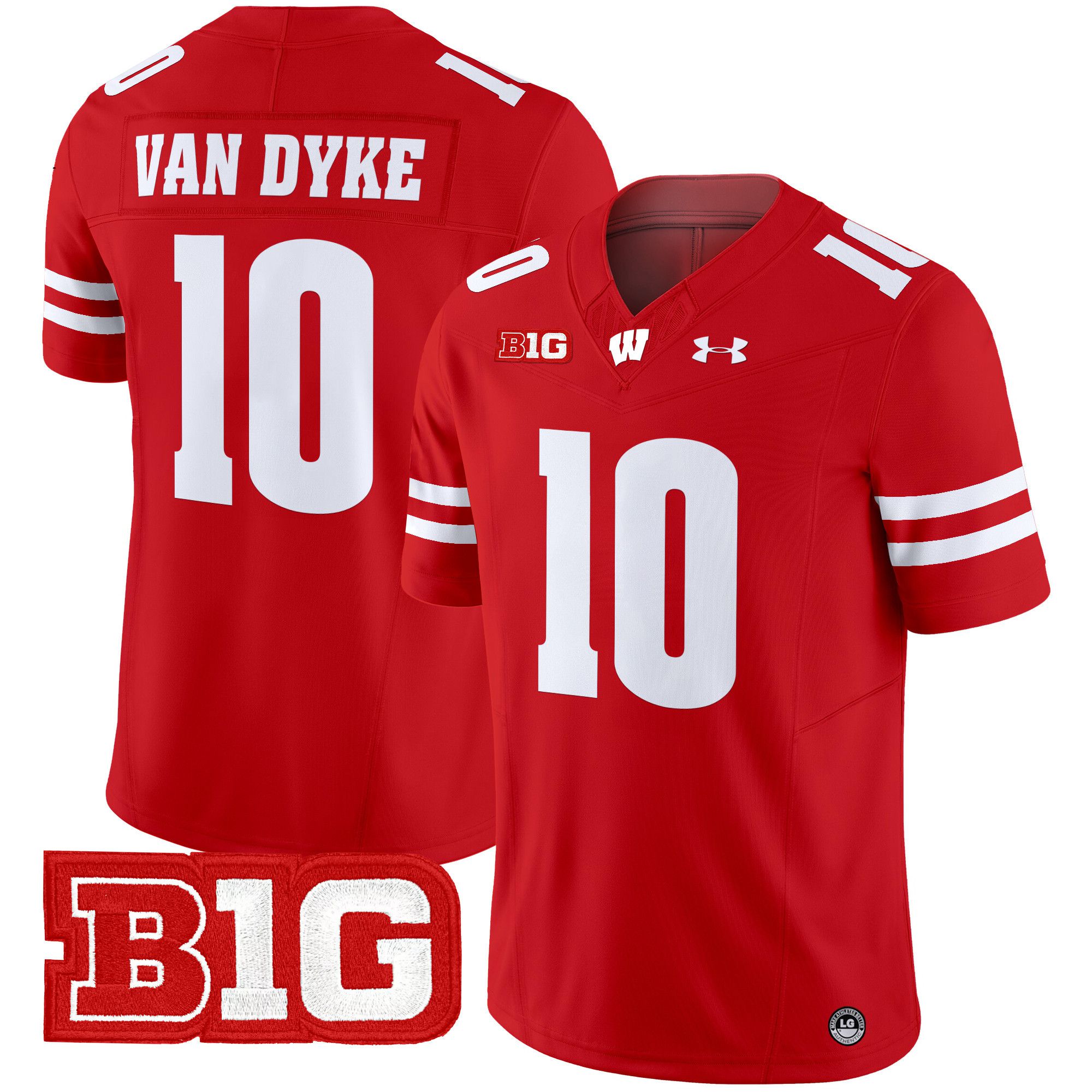 Men Wisconsin Badgers 10 Van dyke Red 2024 Vapor Limited NCAA Jersey style 1